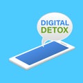 Vector illustration of a mobile phone with speech bubbles digital detoxification. The concept of time for a digital detox.